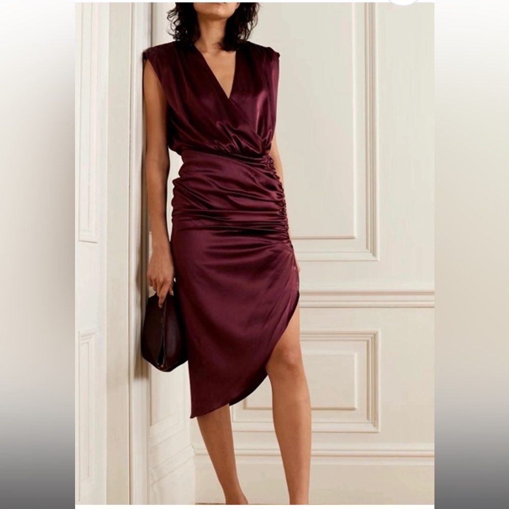Veronica Beard 'Casela' Deep-V Stretch Silk Ruched Dress